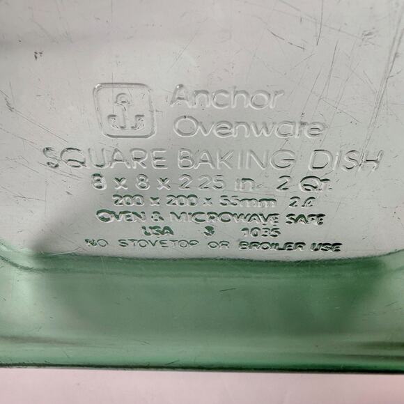 Vintage Anchor Hocking Ovenware Amber Glass Square Baking Dish #1035 2qt 8 X 8 - Picture 5 of 6
